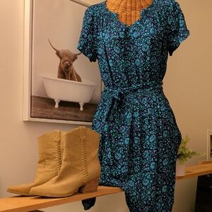 Talbots Blue Floral Dress